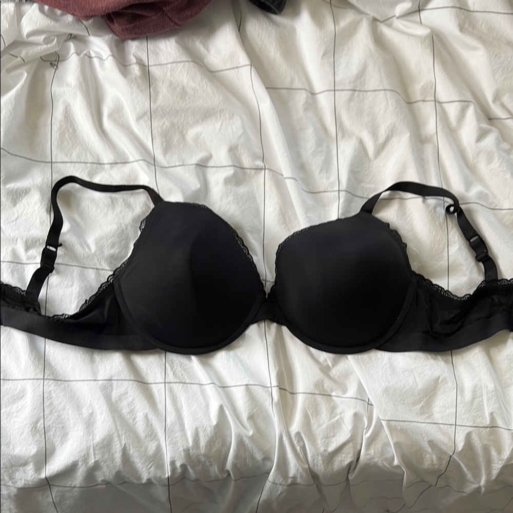 Aerie Black with Lace Trim Push Up Bra